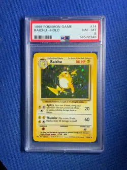 1999 POKEMON GAME #14 RAICHU-HOLO PSA 6 - Image 3
