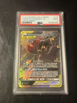 2019 POKEMON SUN & MOON UNIFIED MINDS #125 UMBREON & DARKRAI GX PSA 9 - Image 1