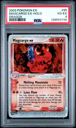 2003 POKEMON EX DRAGON #95 MAGCARGO EX-HOLO PSA 4 - Image 1