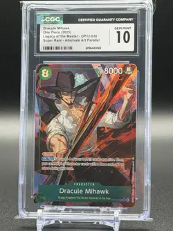 One Piece Dracule Mihawk Legacy of the Master OP12-030 Super Rare Alt Art CGC 10 - Image 1