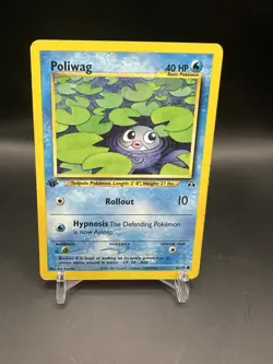 2001 Pokemon 1st Edition Neo Discovery Poliwag 62/75 AVG/EX - Image 1