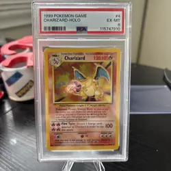 1999 POKEMON BASE SET UNLIMITED #4 CHARIZARD-HOLO PSA 6 - Image 1