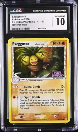 CGC 10 Exeggutor 2006 EX Holon Phantoms 41/110 Reverse Holo Stamped Pokemon Card - Image 1