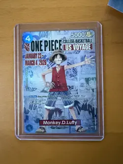 Monkey.D.Luffy P-055 One Piece College Basketball US Voyage Card & Poster ILLINI - Image 1