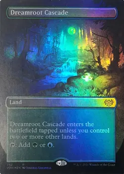 MtG Dreamroot Cascade Innistrad: Crimson Vow Wizards Foil Borderless Rare Land - Image 1