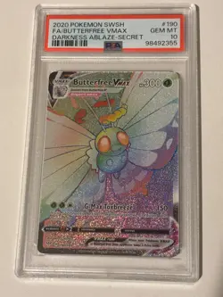 Pokemon TCG Gem Mint PSA 10 Butterfree VMax 190/189 Darkness Ablaze Secret - Image 1