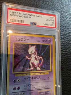 Mewtwo #150 1996 base Set Holo Rare Japanese PSA 10 Graded with swirl Pokemon - Image 2
