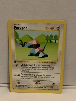 1st Edition Shadowless Porygon 39/102 Pokemon Card / Base set 1999 WOTC (2) - Image 1