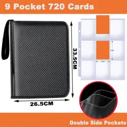 Premium 9-Pocket Zipper Card Binder for 720 MTG TCG Sports Cards - Black - Image 3