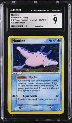 CGC 9 Mantine EX Team Rocket Returns 45/109 Reverse Holo Stamped Pokemon Card - Image 1