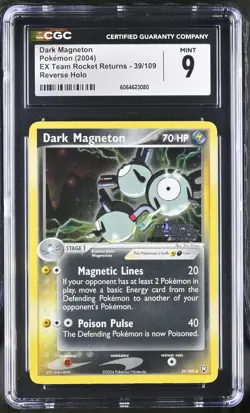 CGC 9 Dark Magneton Team Rocket Returns 39/109 Reverse Holo Stamped Pokemon Card - Image 1