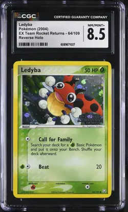 CGC 8.5 Ledyba EX Team Rocket Returns 64/109 Reverse Holo Stamped Pokemon Card - Image 1