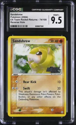 CGC 9.5 Sandshrew Team Rocket Returns 74/109 Reverse Holo Stamped Pokemon Card - Image 1