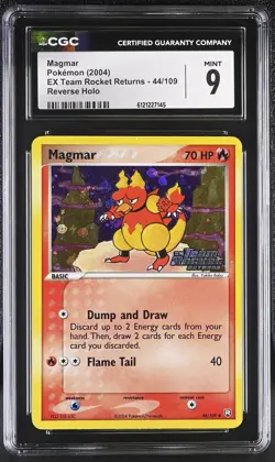 CGC 9 Magmar EX Team Rocket Returns 44/109 Reverse Holo STAMPED Pokemon Card - Image 1