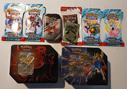 POKEMON TEAM ROCKET TIN/SLASHING LEGEND TIN/UNOVA MINI TIN/5 PACKS - Image 1