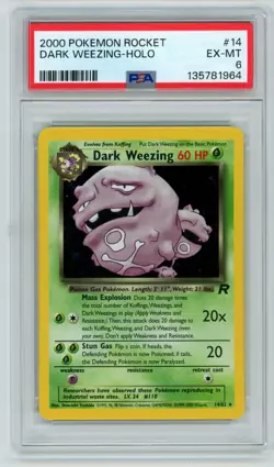 2000 POKEMON ROCKET #14 DARK WEEZING-HOLO PSA 6 - Image 1
