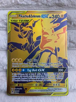 Pokemon Pikachu & Zekrom GX TAG TEAM Promo Holo Jumbo Card SM248 2019 NM - Image 1