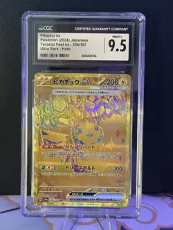 CGC Mint+ 9.5 Pikachu ex 236/187 Gold UR Terastal Fest ex Holo Pokemon Card JPN - Image 4