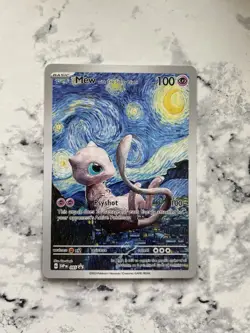 Pokemon Mew Baby Starry Night Van Gogh Beautiful Moon ACG Star Trading Card Fan - Image 1