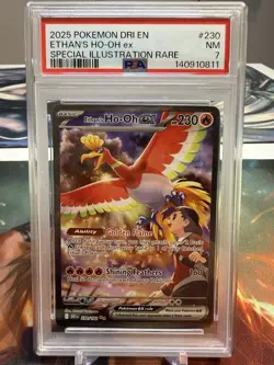 2025 POKEMON DRI EN-DESTINED RIVALS #230 ETHAN'S HO-OH EX PSA 7 - Image 1