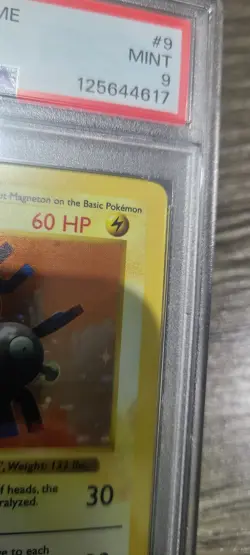 1999 Pokemon 1st Edition Shadowless Magneton 9/102 Holo PSA 9 - Image 3