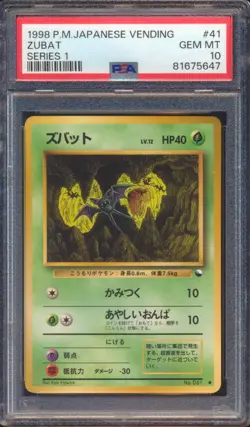 1998 POKEMON JAPANESE VENDING ZUBAT SERIES 1 #41 PSA 10! - Image 1