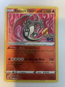 Pokemon TCG Radiant Charizard Pokemon GO 011/078 Holo Radiant Rare - Image 1