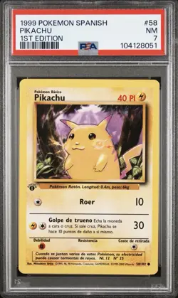 1999 Pokemon SPANISH 1st Edition Base Set Pikachu 58/102 PSA 7 NM - Image 1