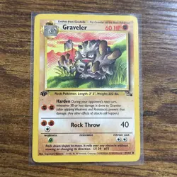 Graveler 37/62 Uncommon 1st Edition Fossil Pokemon TCG WoTC Vintage LP - Image 1