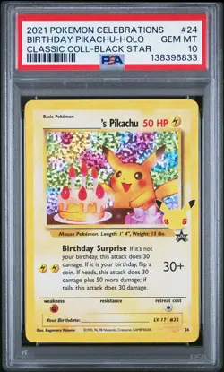 2021 POKEMON CELEBRATIONS CLASSIC COLL #24 BIRTHDAY PIKACHU-HOLO PSA 10 - Image 1