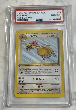 Pokemon 1999 Jungle Fearow 1st Edition Uncommon PSA 10 #36 Wizards of the Coast - Image 1