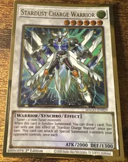 YuGiOh Stardust Charge Warrior Gold Rare MAGO-EN029 1st Edition - Image 1