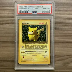 1999 Pokemon Ivy Pikachu - Glossy Grey Star Promo - PSA 8 - Image 1