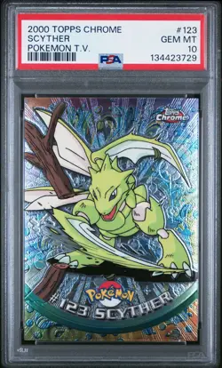 2000 Topps Chrome Pokemon T.V. #123 Scyther Pokemon T.V. PSA 10 - Image 1