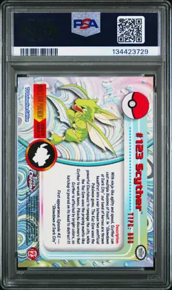 2000 Topps Chrome Pokemon T.V. #123 Scyther Pokemon T.V. PSA 10 - Image 2