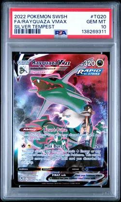 2022 POKEMON SWORD & SHIELD SILVER TEMPEST #TG20 FULL ART/RAYQUAZA VMAX PSA 10 - Image 1