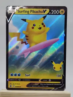 Pokemon Surfing Pikachu V 008/025 Ultra Rare Full Art Holo Celebrations 25th An… - Image 1