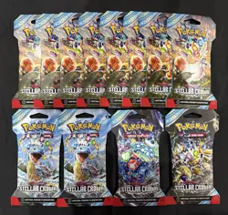 Pokemon TCG Stellar Crown Booster Pack Lot Of 12. New Sealed. - Image 1