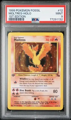 1999 Pokemon 1st Edition Fossil Moltres Holo | PSA 9 - Image 1