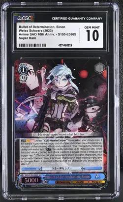 Weiss Schwarz GRADED Bullet of Determination Sinon S100-E086S SR 10 ENG - Image 1