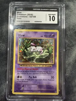 Pokemon Mew TCG Card Holo Rare 53/108 XY Evolutions CGC 10 Gem Mint - Image 1