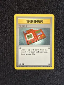 1999 First Edition Base Set Shadowless Pokedex Trainer Pokemon Card # 87/102 - Image 1