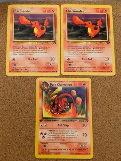 1st Edition Dark Charmeleon + Charmanders 32/82 Team Rocket Pokemon Card - NM - Image 1