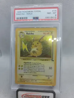 Pokemon PSA 8 NM-Mint Raichu Holo 14/62 Fossil Unlimited - Image 1