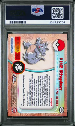 2000 Topps Chrome Pokemon T.V. #112 Rhydon Pokemon T.V. PSA 10 - Image 2
