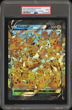 2021 POKEMON SWSH BLACK STAR PROMO CELEBRATIONS COLL-TAG PIKACHU V-UNION PSA 9 - Image 1