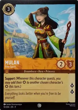 10/204 MULAN FREE SPIRIT EN9 COMMON DISNEY LORCANA CARD - Image 1