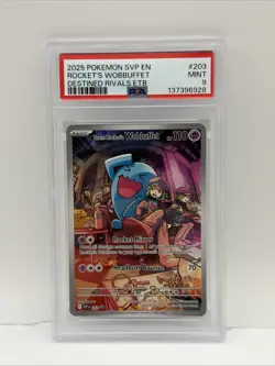 ROCKET'S WOBBUFFET #203 BLACK STAR PROMO DESTINED RIVALS ETB 2025 POKEMON PSA 9 - Image 1