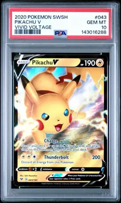 2020 Pokemon Sword & Shield Vivid Voltage - Pikachu V #043/185 - PSA 10 GEM MINT - Image 1
