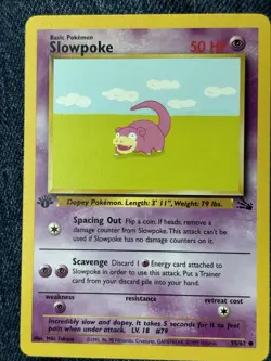 Pokemon TCG Slowpoke Fossil 55/62 1st Edition Basic 50 HP Regular English 1999 - Image 1